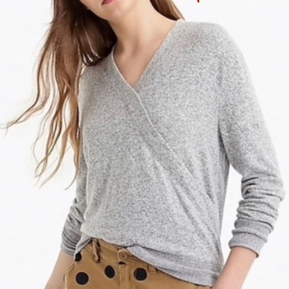 J Crew Gray Faux Wrap Sweater - Picture 2 of 2